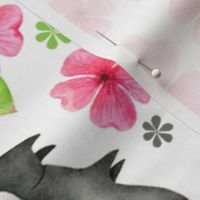 One Yard Panel 42x36 for Baby Blanket or Wall Hanging Little Stinker Baby Skunk and Pink Flowers