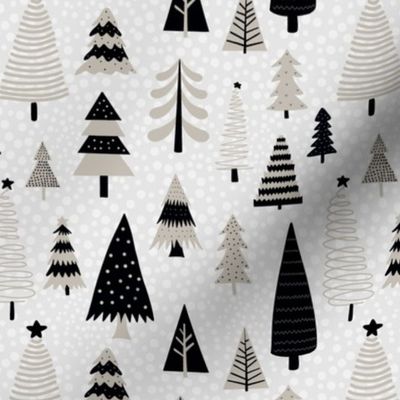 Medium Scale Mod Winter Forest Holiday Christmas Trees in Black and Silver Grey
