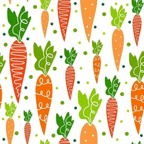 Large Scale Orange Farm Fresh Carrots on White