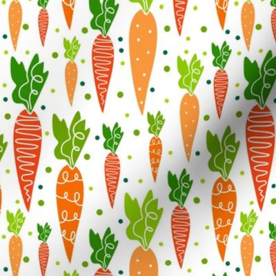 Medium Scale Orange Farm Fresh Carrots on White