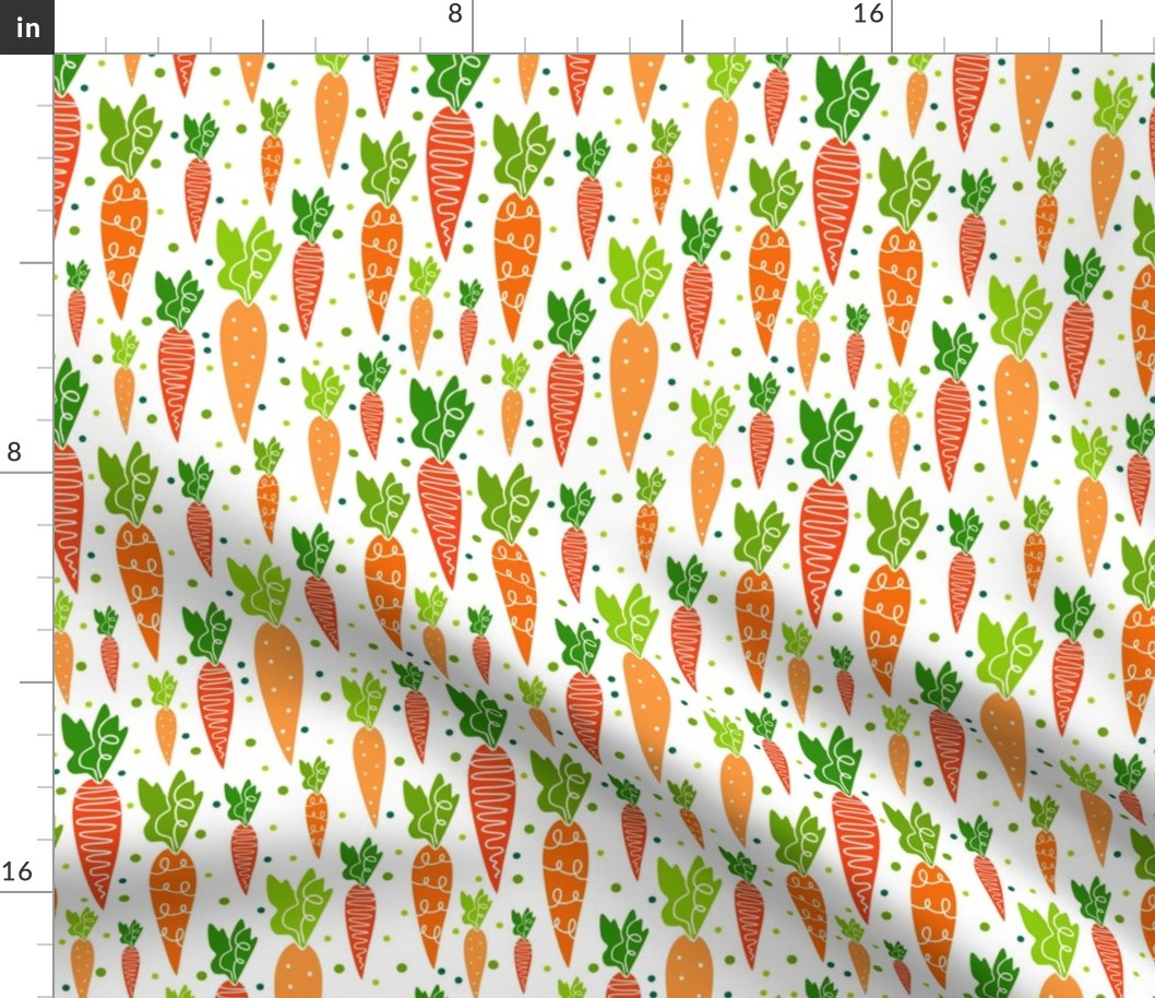 Medium Scale Orange Farm Fresh Carrots on White