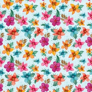 Medium Scale Floral Colorful Tropical Flowers