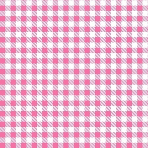 Smaller Scale 1/2" Square Black and White Buffalo Plaid Checker Gingham Hot Pink and White