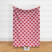 Large Scale Bright Red Lips on Hot Pink and White Gingham Checker Plaid