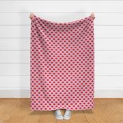 Medium Scale Bright Red Lips on Hot Pink and White Gingham Checker Plaid