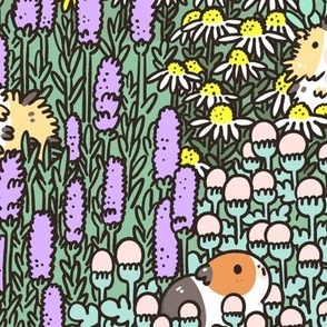 Guinea Pigs and Garden Herbs Pattern, Large