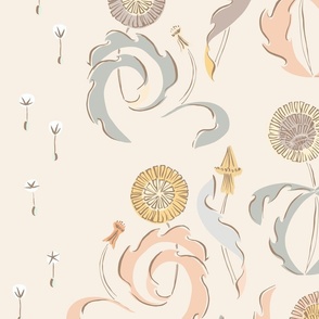 Dandelion Parade in Subtle Wallpaper