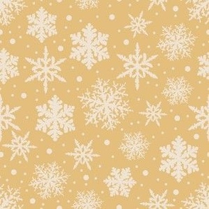 Christmas snowflakes on pale gold Small scale