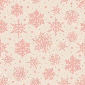 Christmas blush snowflakes on cream Small scale