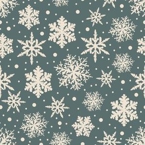 Christmas snowflakes on dark blue grey Small scale