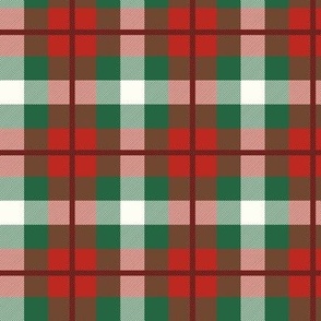 Christmas classic plaid Poppy red and Emerald green on Natural (matching petal solids) Medium scale