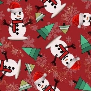 Happy Snowman in Ruby Red