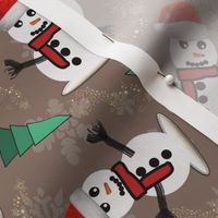 Happy Snowman in Taupe