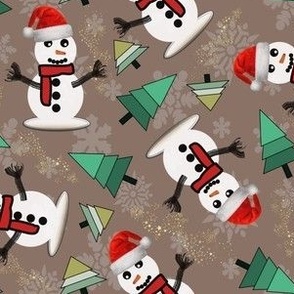 Happy Snowman in Taupe