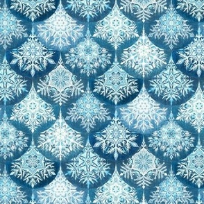 Frozen Mermaid Snowflake Scales in Denim Blue - small
