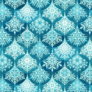 Frozen Mermaid Snowflake Scales in Teal Blue - small