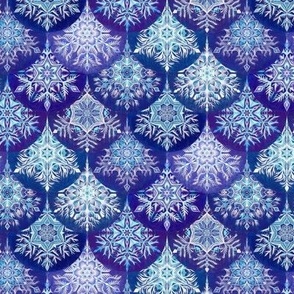 Frozen Mermaid Snowflake Scales in Purple, Indigo and Royal Blue - small