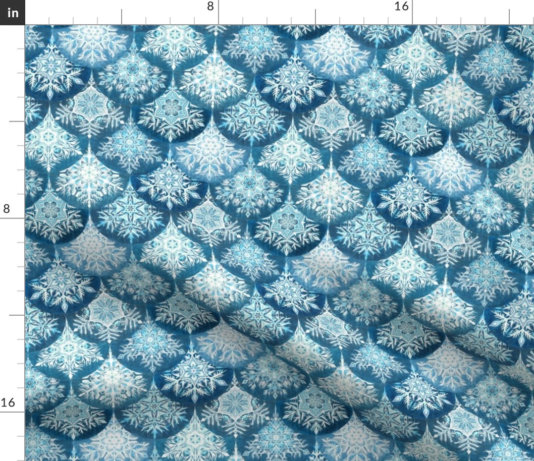Frozen Mermaid Snowflake Scales in Denim Blue - medium