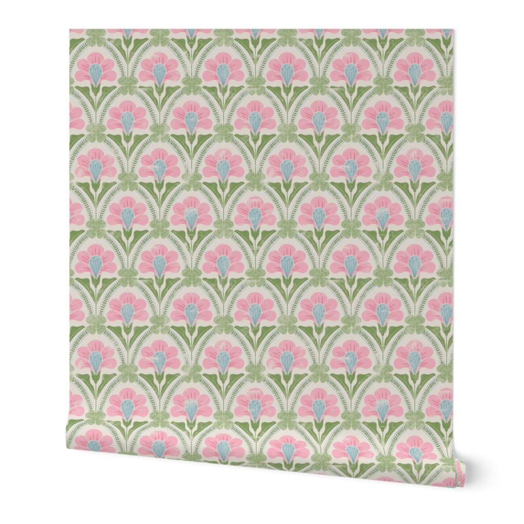 Daisy Garden | Scallops design | Grandmillennial palette | Pink on White Rock | 12