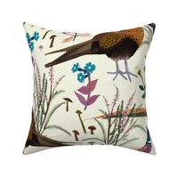 Pleasant Pheasants Cream Muted - Large