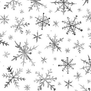 Silver snowflakes - magic grey winter watercolor vibes - christmas and new years cool snow a527-5