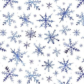 Indigo and amethyst snowflakes - magic winter watercolor vibes - christmas and new years cool snow a527-6