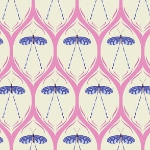 Moth tiles cream and pink