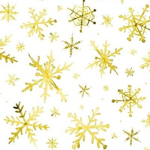 Golden snowflakes - magic winter watercolor vibes - christmas and new years cool snow a527-9
