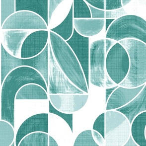 Paint Washed Modern Geometric - Soft Teal - Large Scale