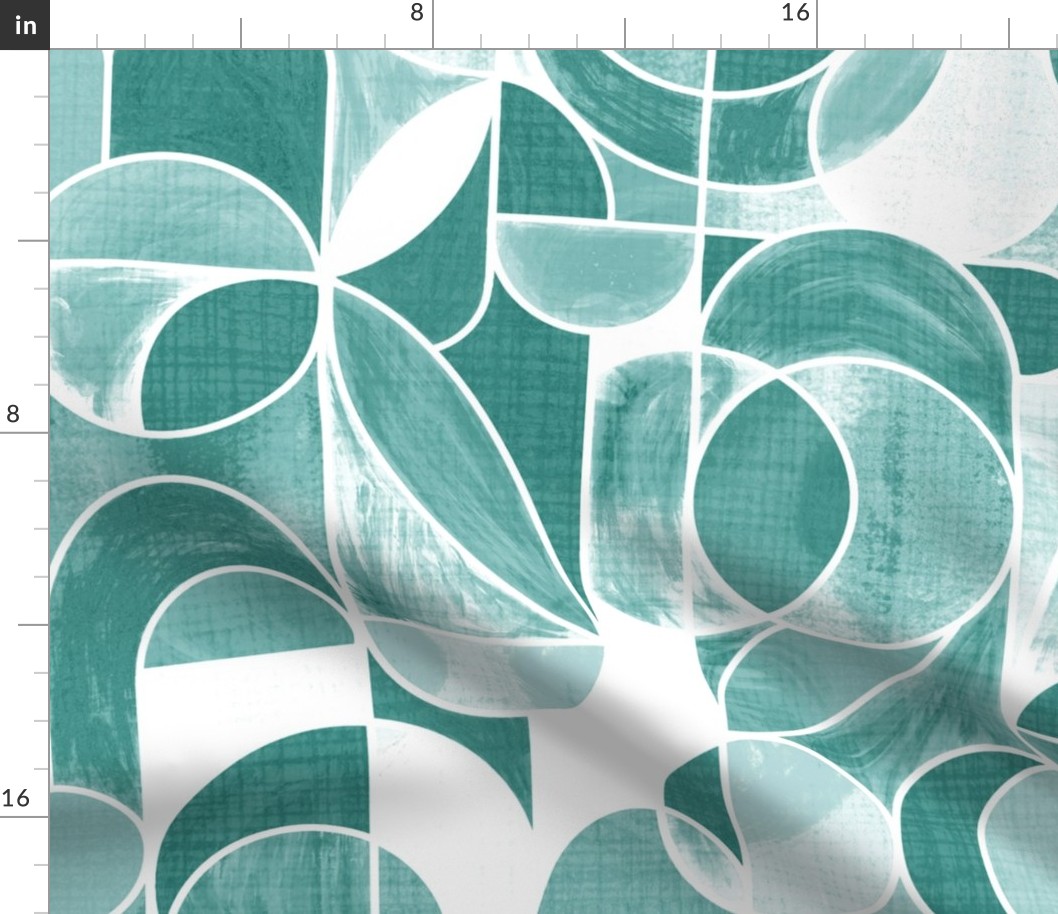 Paint Washed Modern Geometric - Soft Teal - Large Scale