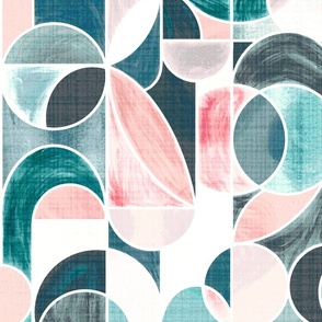 Paint Washed Modern Geometric - Teal Blush  - Large Scale