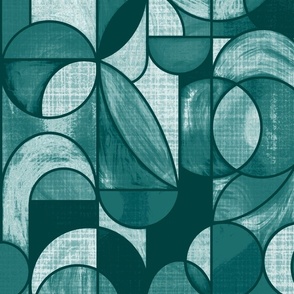 Paint Washed Modern Geometric - Moody Teal - Large Scale