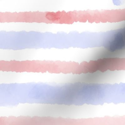 Watercolor Stripes - Red, White & Blue