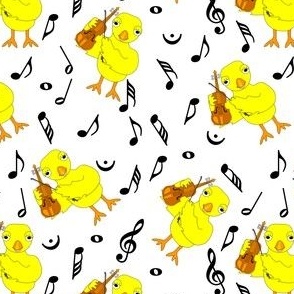 Violin Chick Music Notes White