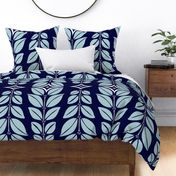 Cortlan - Retro Leaf Geometric Blue Grey Jumbo Scale