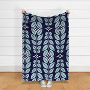 Cortlan - Retro Leaf Geometric Blue Grey Jumbo Scale