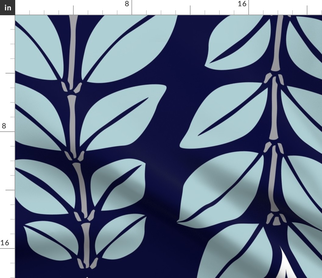 Cortlan - Retro Leaf Geometric Blue Grey Jumbo Scale