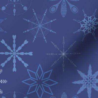 Snowflakes on a Blue Background - 12x9