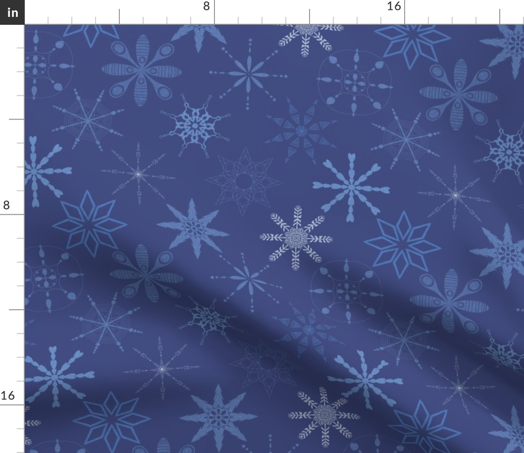 Snowflakes on a Blue Background - 12x9