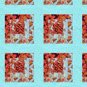 Sky blue cheater log cabin patchwork autumn fall leaves