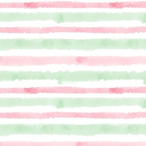 Watercolor Stripes - Red & Green