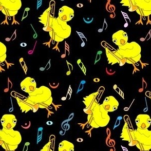 Trombone Chick Colorful Music Notes Black