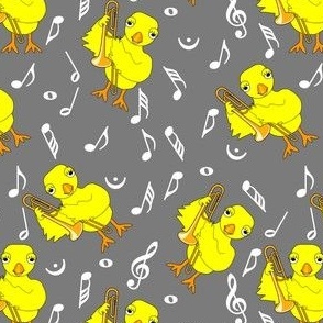 Trombone Chick White Music Notes Gray