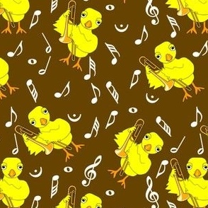 Trombone Chick White Music Notes Brown