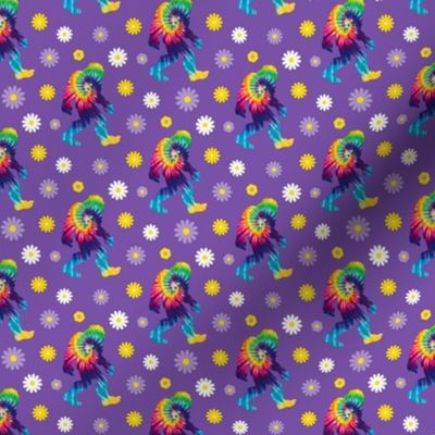 Hippie Sasquatch Stride - Tie-Dye Bigfoot & Daisies, Mini