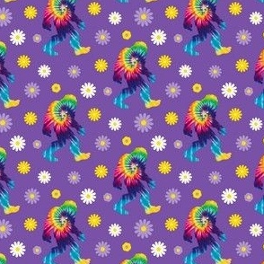 Hippie Sasquatch Stride - Tie-Dye Bigfoot & Daisies, Mini