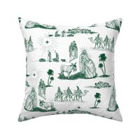 Large Nativity Toile de Jouy, Green on White