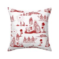 Large Nativity Toile de Jouy, Red on White