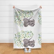 42"x36" baby elephant blue and yellow floral buds no crown