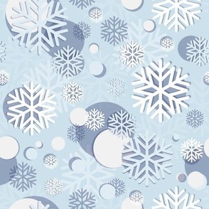 Showflakes Winter // Small Scale // Light Blue Backgound // Frozen Time // Cold Crystals // Blue Ice //